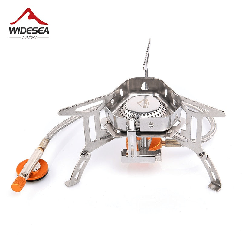 Widesea Camping Wind Proof Gas Burner Outdoor Strong Fire Stove Heater Tourism Equipment Supplies Tourist Kitchen Survival Trips - Quid Mart