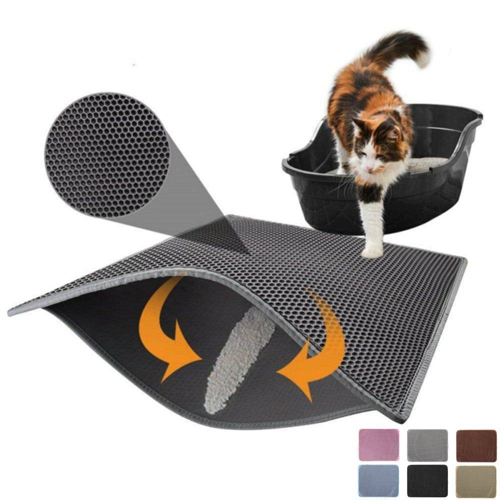 Pet Cat Litter Mat Waterproof EVA Double Layer Cat Litter Trapping Pet Litter Box Mat Clean Pad Products For Cats Accessories - Quid Mart