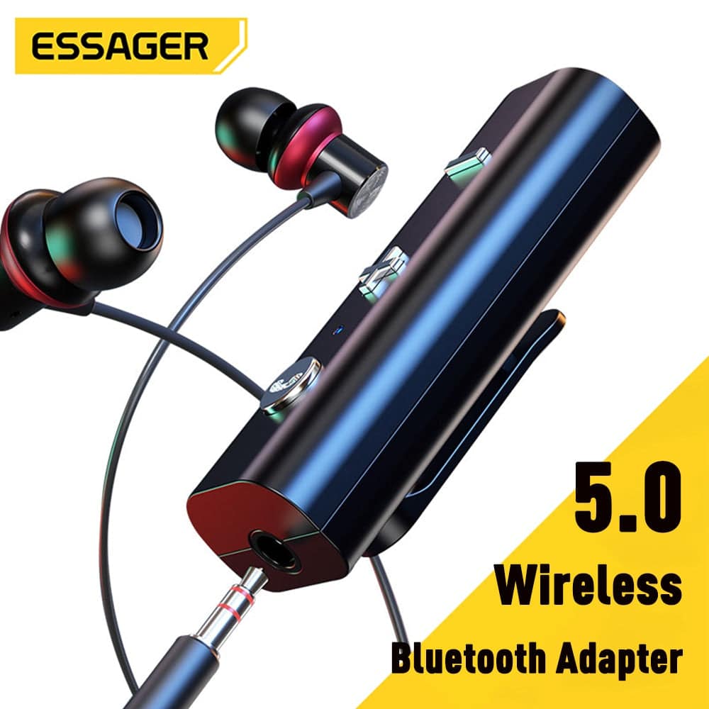 Essager Bluetooth Adapter 5.0 Wireless Bluetooth Receiver For 3.5mm Jack Earphone Aux Bluetooth Transmitter Audio For Headphone - Quid Mart