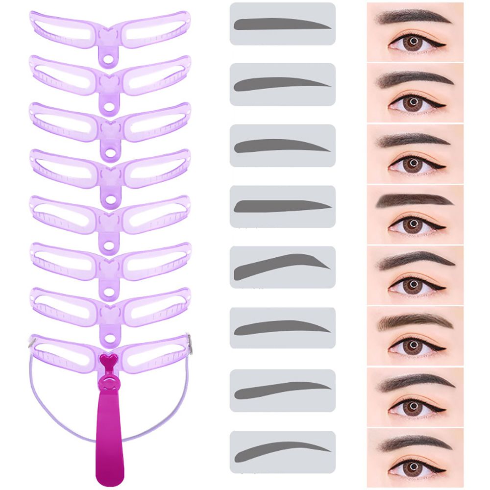 8 In 1 Reusable Eyebrow Stencil Eyebrow Shaper Brow Stamp Template Eyebrows Shape Set Eye Brow Makeup Tools and Accessories - Quid Mart