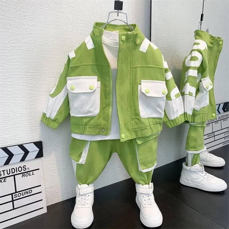 Boys' Spring Autumn Sportswear Set with Jacket and Pants - Quid Mart