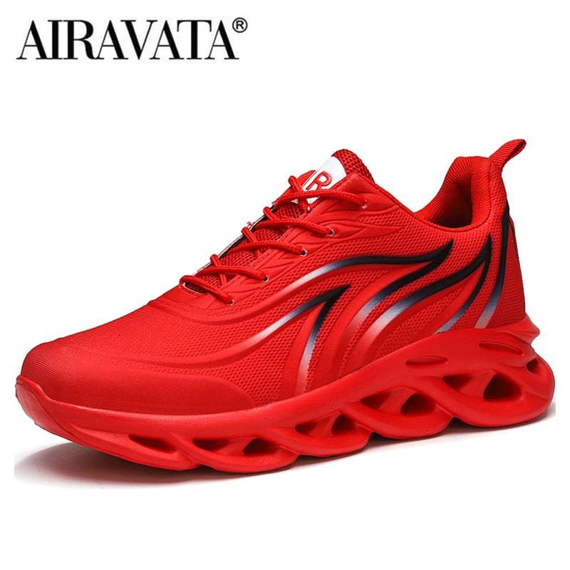 Men's Flame Printed Sneakers Flying Weave Sports Shoes Comfortable Running Shoes Outdoor Men Athletic Shoes - Quid Mart