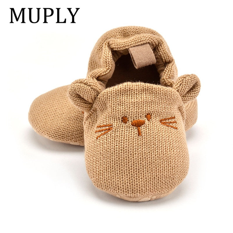 Cute Baby Knit Slippers: Adorable Cartoon Anti-slip Crib Shoes - Quid Mart