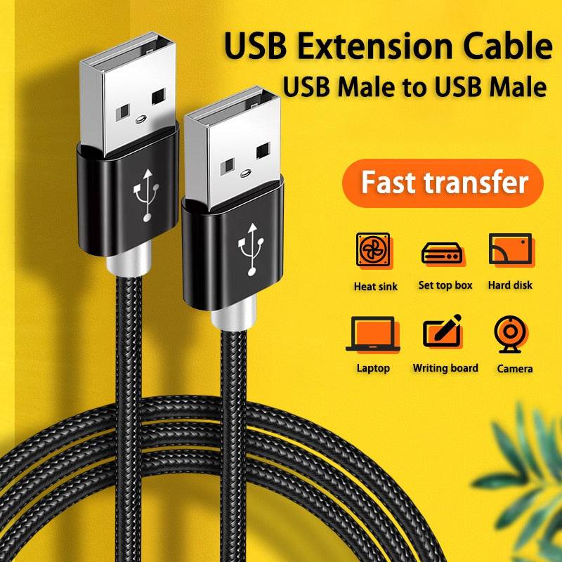 Kebiss Weave USB to USB Extension Cable Type A Male to Male USB Extender for Radiator Hard Disk Webcom Camera USB Cable Extens - Quid Mart