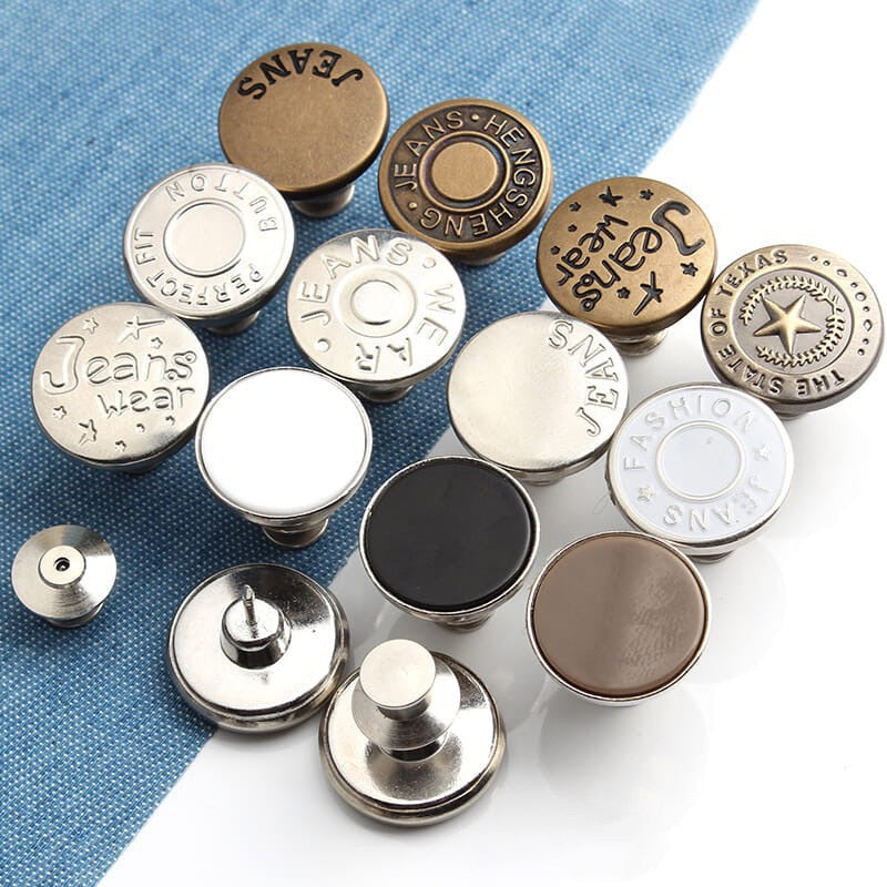 2PCs Snap Fastener Metal Buttons Jeans Waist Buttons Perfect Fit Adjust Self Free Nail Twist No Seam Sewing Buttons Wholesale - Quid Mart