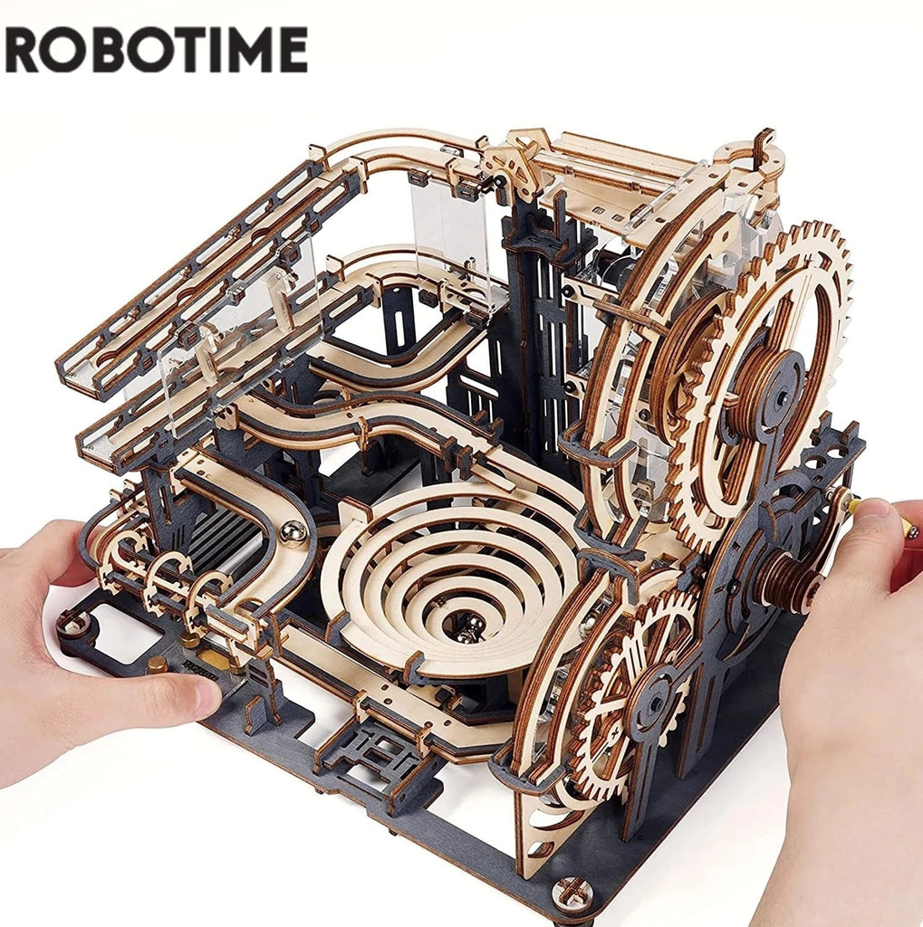 Robotime Rokr Marble Run Set 5 Kinds 3D Wooden Puzzle DIY Model Building Block Kits Assembly Toy Gift for Teens Adult Night City - Quid Mart