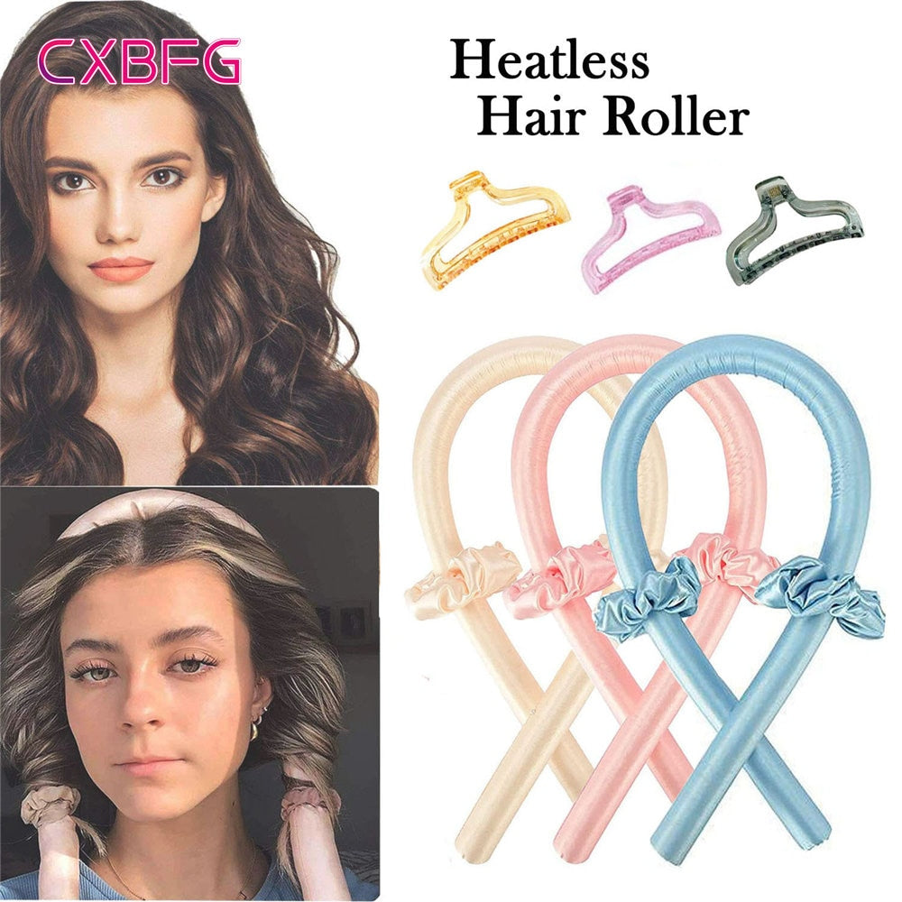 Heatless Curling Rod Headband No Heat Silk Curls Ribbon Hair Rollers Sleeping Soft Headband Lazy Hair Curlers Hair Styling Tools - Quid Mart