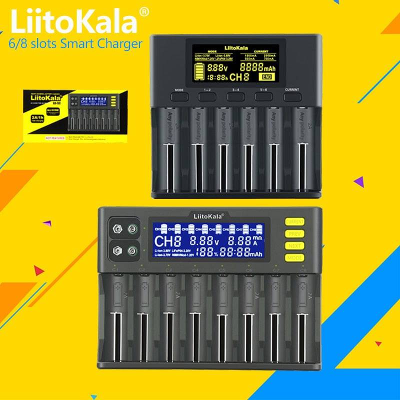 LiitoKala lii-S8 lii-S6 Lii-PD4 Lii-PD2 lii-S2 lii-S4 lii-402 lii-202 battery Charger 18650 26650 21700 lithium NiMH battery - Quid Mart