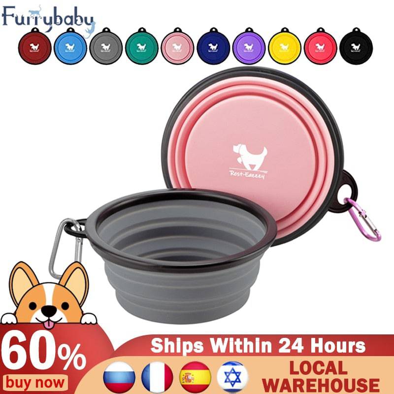 Furrybaby 350ML/1000ML 1PC Collapsible Dog Bowls for Travel Dog Portable Water Bowl for Dogs Dish for Camping Pet Cat Food Bowls - Quid Mart