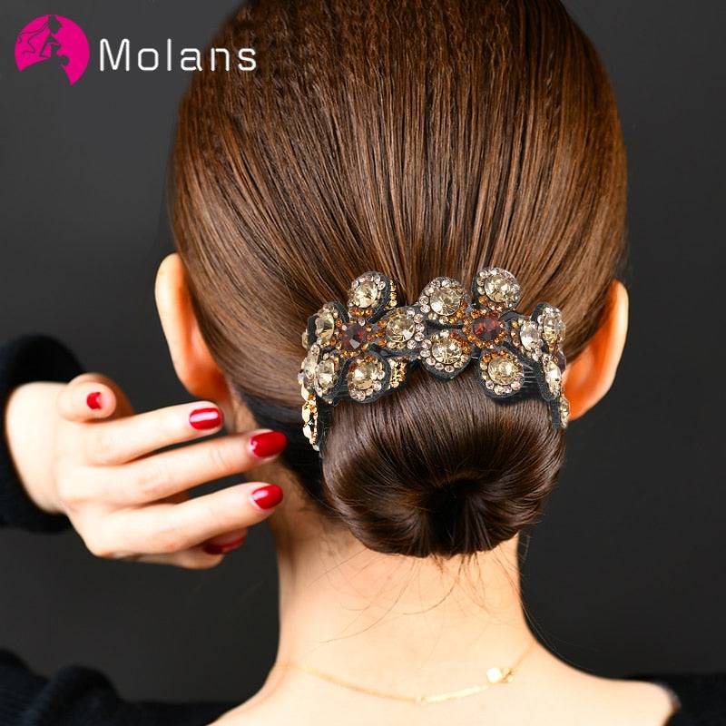 Molans Crystal Rhinestone Hair Claws - Women's Flower Hair Clips - Quid Mart