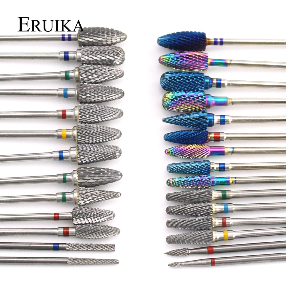 66 Types Tungsten Blue Rainbow Carbide Nail Drill Bit Electric Nail Mills Cutter for Manicure Machine Nail Files Accessories - Quid Mart