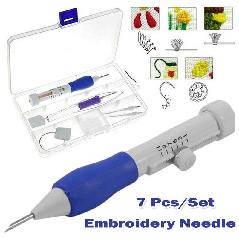 Embroidery Punch Needle Kit Stitching Tool Set Magic Embroidery Needle Pen Weaving Tool Knitting Sewing Tools for DIY Sewing - Quid Mart
