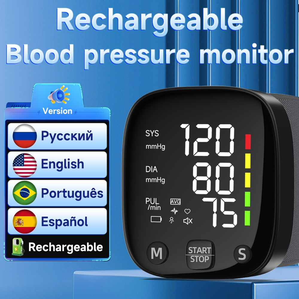 Yongrow Rechargeable Digital Wrist Blood Pressure Monitor Sphygmomanometer Tonometer Tensiometer Heart Rate Meter BP Monitor - Quid Mart