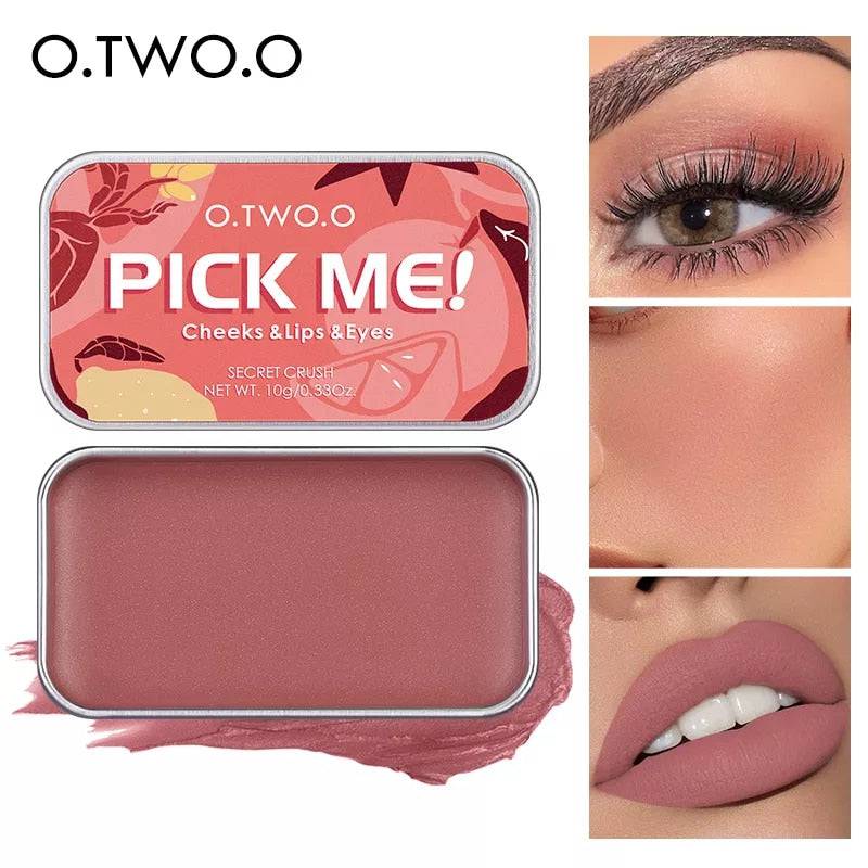 O.TWO.O Multifunctional Makeup Palette 3 IN 1 Lipstick Blush For Face Eyeshadow Lightweight Matte Lip Tint Natural Face Blush - Quid Mart