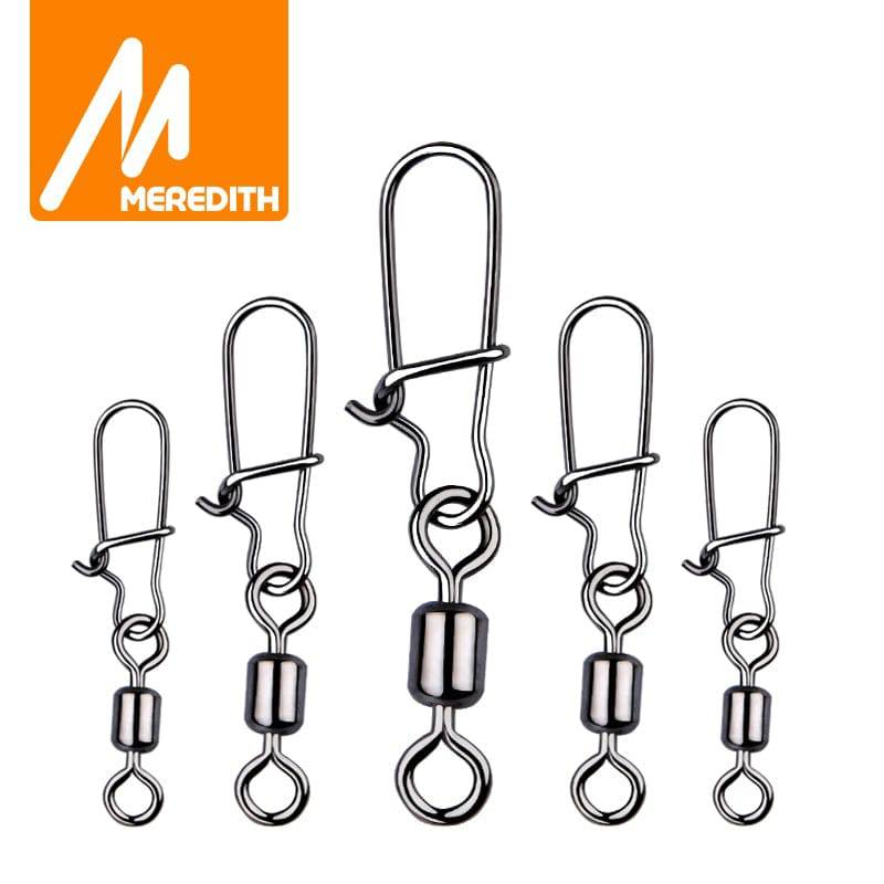 MEREDITH 50PCS Pike Fishing Accessories Connector Pin Bearing Rolling Swivel Stainless Steel Snap Fishhook Lure Swivels Tackle - Quid Mart