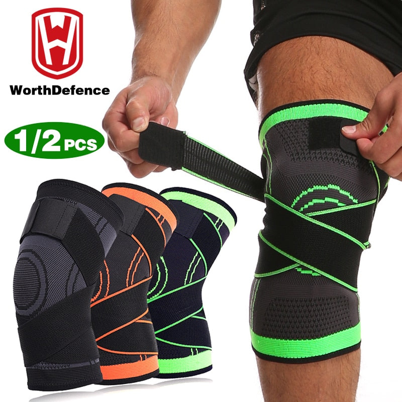 Worthdefence 1/2 PCS Knee Pads Braces Sports Support Kneepad Men Women for Arthritis Joints Protector Fitness Compression Sleeve - Quid Mart