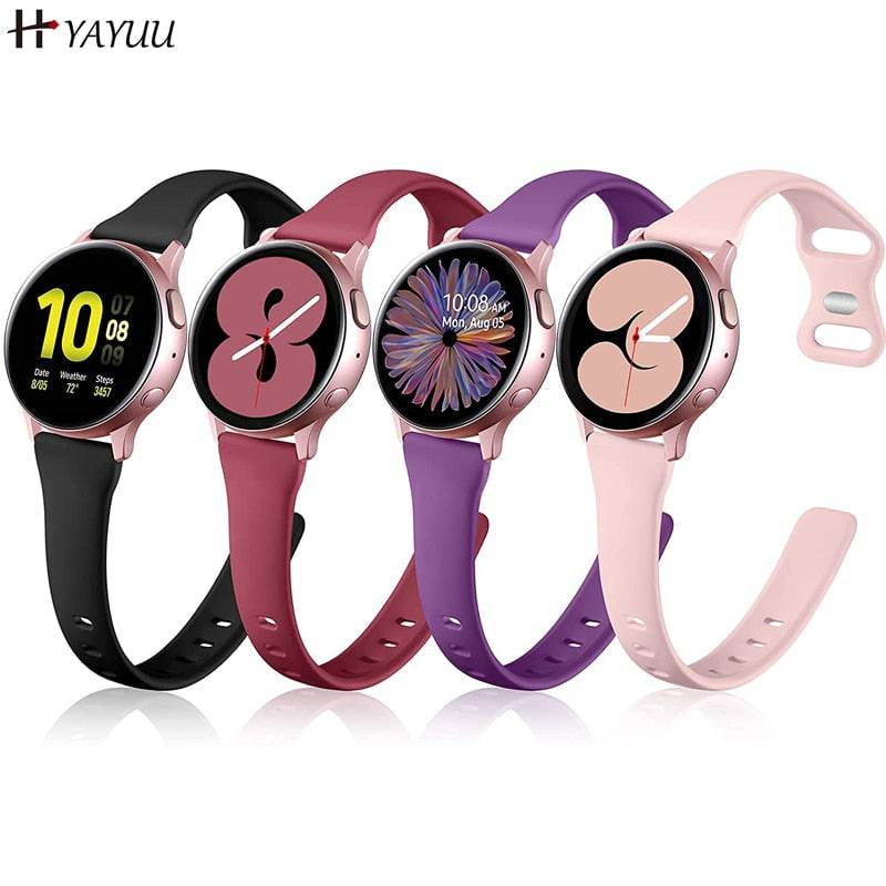 20mm Slim Band for Samsung Galaxy Watch 5/4 40mm 44mm/Active 2 & Galaxy Watch 3 41mm,Silicone Narrow Wristbands for Amazfit GTS4 - Quid Mart