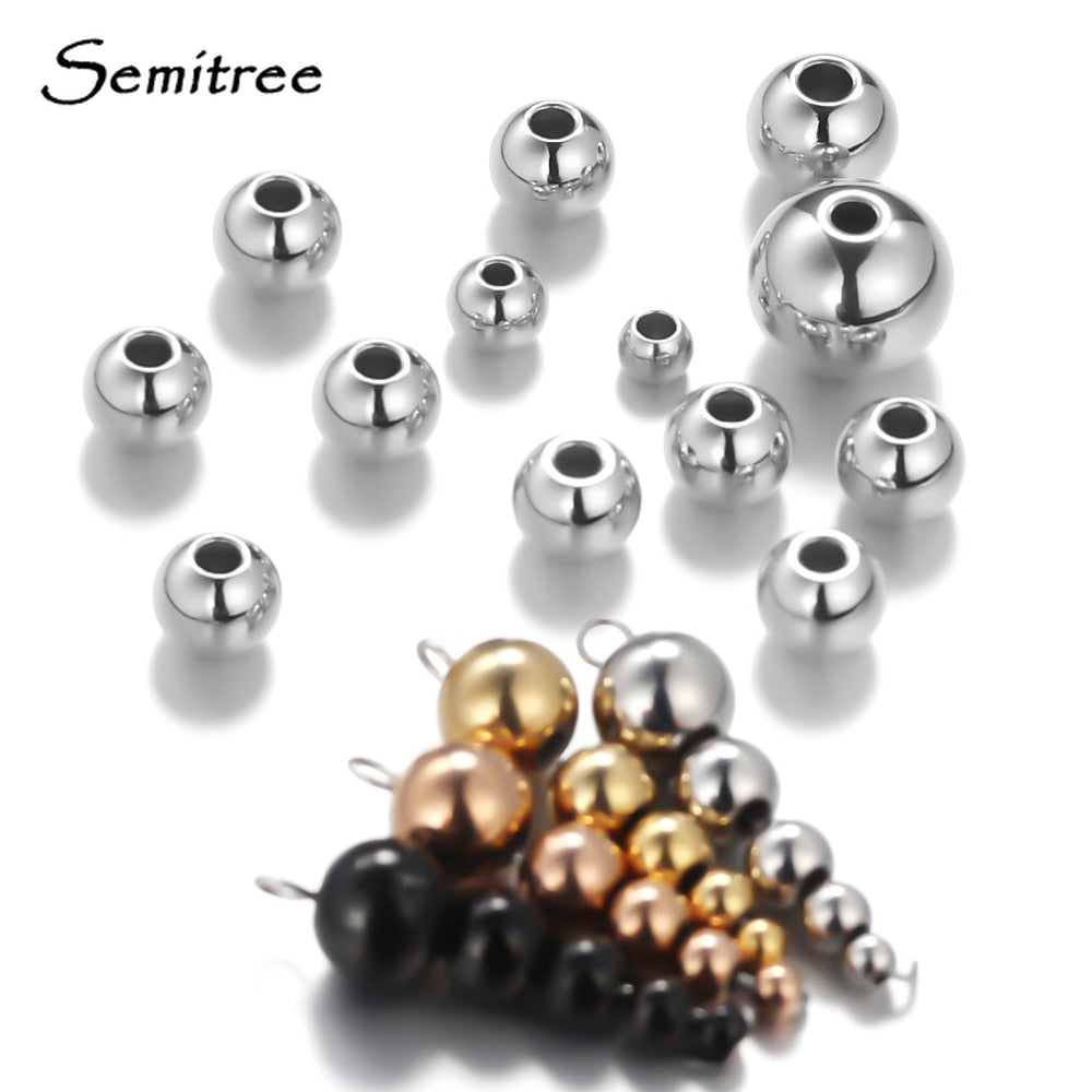 3mm 4mm 6mm 8mm Stainless Steel Rose Gold Color Black Spacer Beads Charm Loose Beads DIY Bracelets Beads for Jewelry Making - Quid Mart